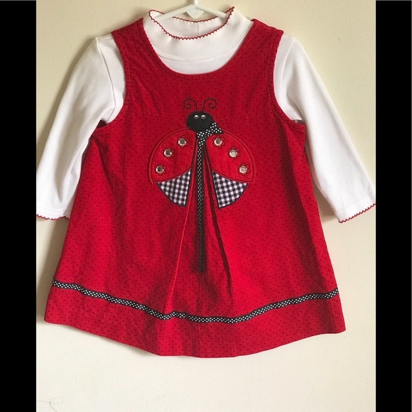Rare 80’sVintage Toddler Ladybug appliqué Dress 2T - Picture 5 of 7